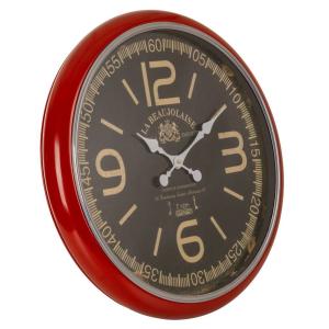 Reloj de pared de metal rojo d62x5