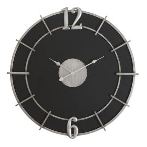 Reloj de pared de metal y madera negro ø cm 60x4,5