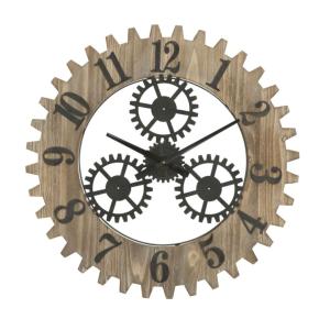Reloj de pared en metal y madera marrón ø cm 60x4