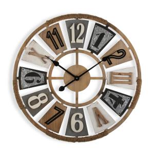 Reloj de pared estilo vintage en madera aglomerada gris y m…