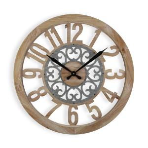 Reloj de pared estilo vintage en madera aglomerada marrón