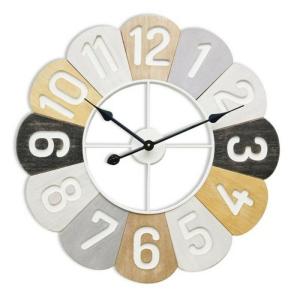 Reloj de pared estilo vintage en madera y metal gris y beige