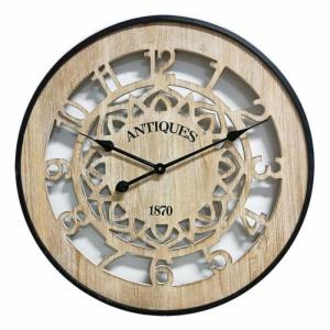 Reloj de pared estilo vintage en madera y metal marrón y ne…