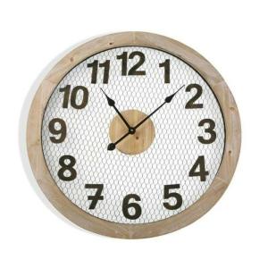 Reloj de pared estilo vintage en metal blanco y marrón