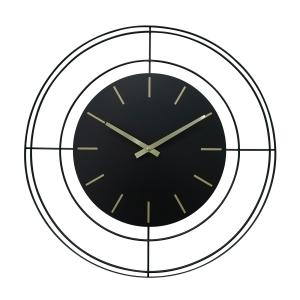 Reloj de pared grande de metal negro y dorado d.50 cm