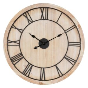 Reloj de pared MDF/madera marron Ø76 x 3.5 cm