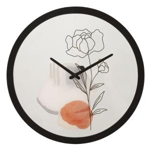 Reloj de pared redondo de flores de madera y cristal ø 40x3…