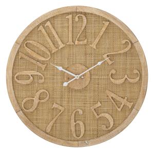 Reloj de pared redondo de madera y ratán marrón ø 60x4,5 cm…