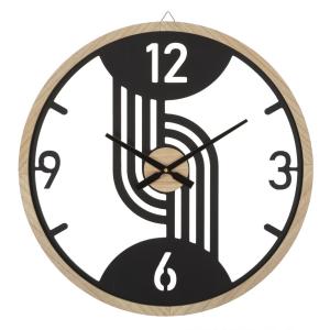 Reloj de pared redondo de metal marrón y madera ø 60x2,5 cm…