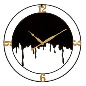 Reloj de pared redondo de metal negro y dorado ø 66x4 cm