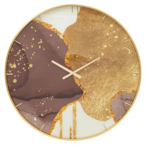 Reloj de pared redondo de particulas de madera multicolor ø…
