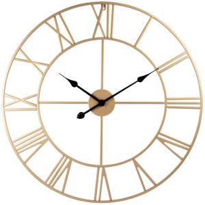 Reloj de pared redondo en acero dorado, D. 70 cm