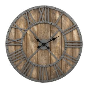 Reloj de pared redondo, Ø 76 x 5 cm, color gris/roble, hier…
