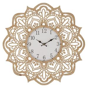 Reloj de pared tallado de madera marrón ø 60x4,5 cm