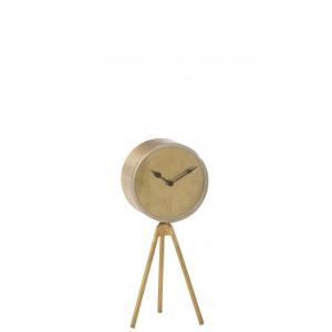 Reloj de pie sobre trípode de metal dorado de 15x16x38 cm