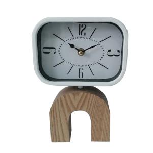 Reloj de sobremesa de madera y metal marrón y blanco 24x16x…