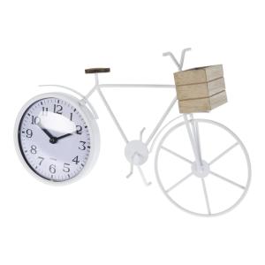 Reloj de sobremesa en metal blanco 33,5x8x23,5cm