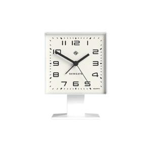 Reloj despertador retro cuadrado de metal blanco perla