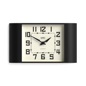 Reloj despertador retro cuadrado de metal negro mate