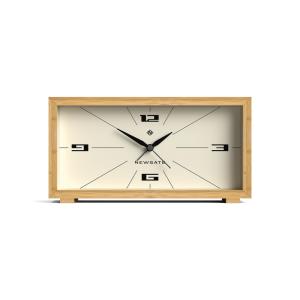 Reloj despertador retro rectangular de bambú natural