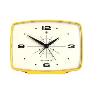 Reloj despertador retro redondo de metal amarillo vivo