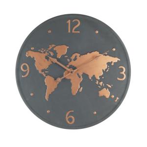 Reloj globo de metal cobre y gris oscuro D. 45 cm