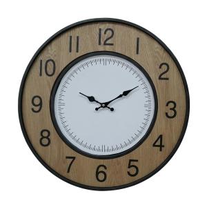 Reloj grande de madera y metal marrón, negro y blanco D.50…