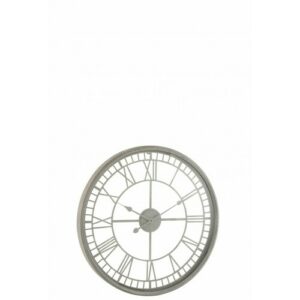 Reloj números romanos metal/cristal gris alt. 67 cm