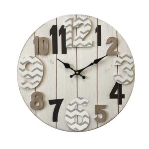 Reloj redondo de madera blanco y marrón D. 40 cm