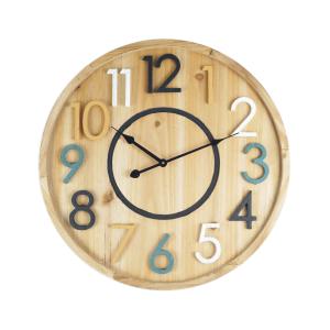 Reloj redondo de madera marrón y de color D. 50 cm