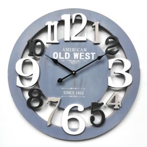 Reloj tallado en madera gris blanco y negro D. 55 cm