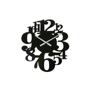 Reloj tallado en madera negro 55x50 cm