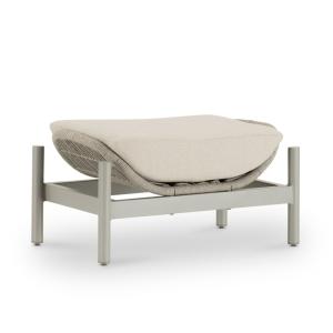 Reposapiés de jardin aluminio y cuerda beige