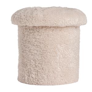 Reposapiés de lana en color blanco de 42x42x39cm