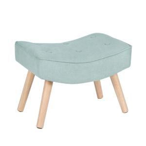 Reposapiés tapizado color menta y patas de madera.