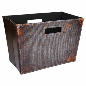 Revistero de polipiel impreso Negro 38x20x27h cm