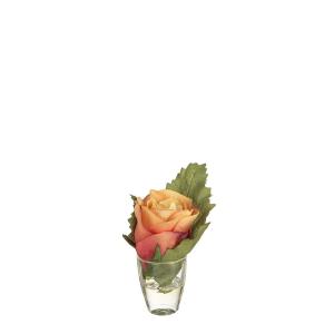 Rosa con hoja en ilusión de agua artificial melocotón h14
