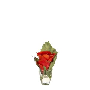 Rosa con hoja en ilusión de agua artificial naranja h14