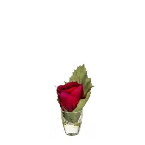 Rosa con hoja en ilusión de agua artificial roja h14