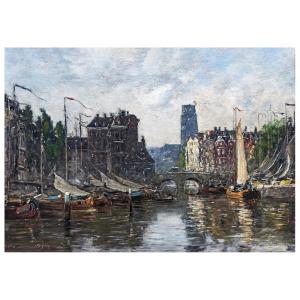 Rotterdam, Le Pont de la Bourse - Eugène Boudin - cm. 50x70