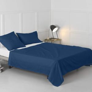 Sábana 100% algodón azul marino 160x270 cm (cama 80/90)
