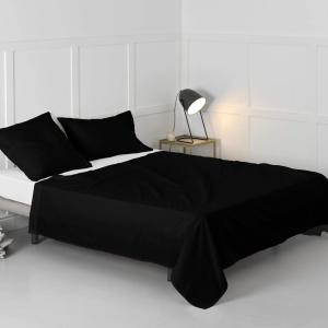 Sábana 100% algodón negro 160x270 cm (cama 80/90)