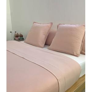Sábana de punto 100% algodón rosa para cama de 105 cm con a…