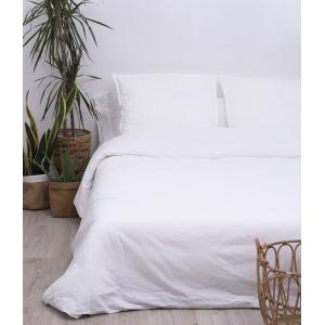 Sábana percal 200 hilos lavado algodón blanco cama de 150/1…