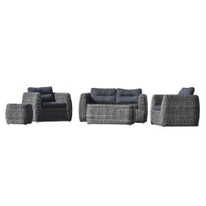 Salã³n de jardã­n 4 plazas de resina trenzada gris