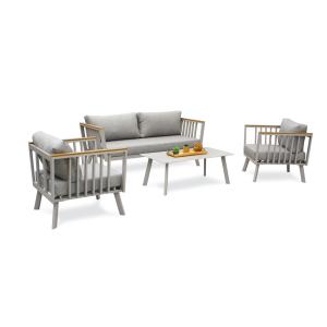 Salã³n de jardã­n 5 plazas de aluminio gris