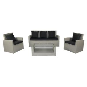 Salã³n de jardã­n 5 plazas de resina trenzada gris