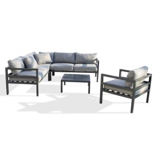 Salã³n de jardã­n de esquina 6 plazas de aluminio gris antr…