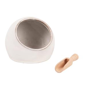 Salero de cerámica cruda y cuchara de madera de haya