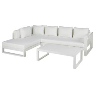 Salón de jardín de 4/5 plazas de aluminio blanco y mesa a j…